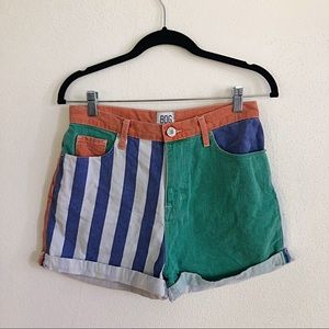 Color Block Denim Shorts